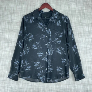 Ann Taylor Womens Size M floral blouse long sleeve button front 3251